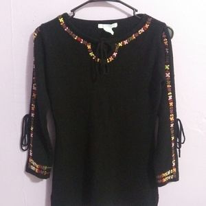 Black knit cold shoulder sweater